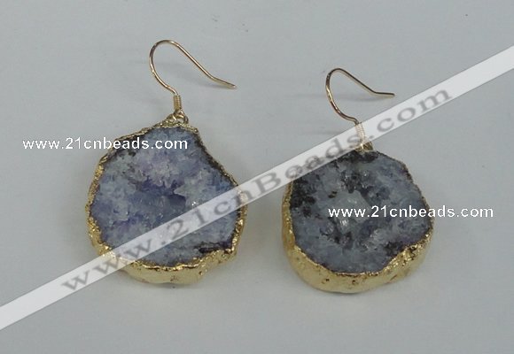 NGE36 20*25mm - 25*30mm freeform plated druzy agate earrings