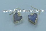 NGE370 13*13mm - 14*14mm heart druzy agate earrings wholesale