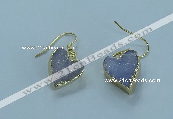 NGE370 13*13mm - 14*14mm heart druzy agate earrings wholesale