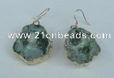 NGE38 20*25mm - 25*30mm freeform plated druzy agate earrings