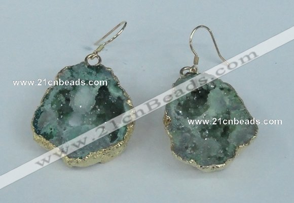 NGE38 20*25mm - 25*30mm freeform plated druzy agate earrings