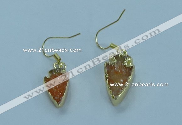 NGE381 9*18mm - 10*20mm arrowhead druzy agate earrings wholesale