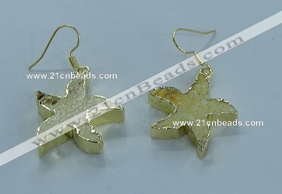 NGE389 20mm - 22mm starfish druzy agate earrings wholesale