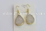 NGE400 15*20mm teardrop druzy agate gemstone earrings wholesale