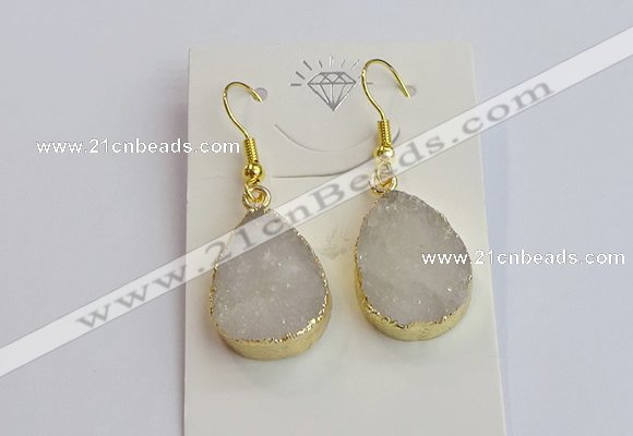 NGE400 15*20mm teardrop druzy agate gemstone earrings wholesale