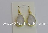 NGE401 15*20mm teardrop AB-color druzy agate gemstone earrings