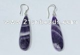 NGE410 10*35mm flat teardrop dogtooth amethyst earrings