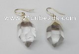 NGE43 12*20mm - 15*25mm faceted nuggets white crystal earrings