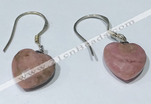 NGE430 10*10mm heart-shaped rhodonite earrings wholesale