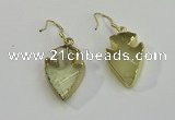 NGE5001 16*20mm - 18*25mm arrowhead lemon quartz earrings