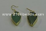 NGE5003 16*20mm - 18*25mm arrowhead green aventurine earrings