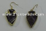 NGE5004 18*25mm - 20*30mm arrowhead amethyst earrings