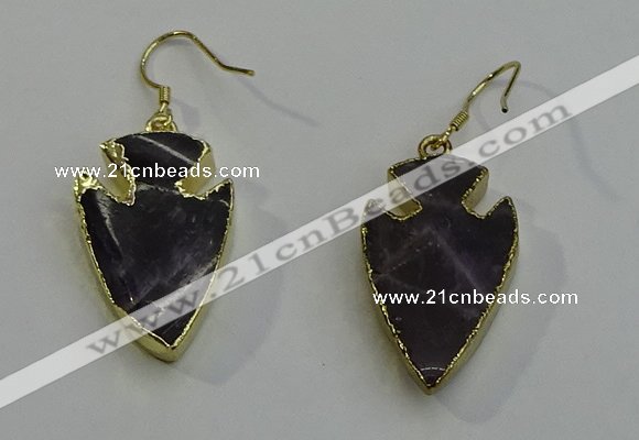 NGE5004 18*25mm - 20*30mm arrowhead amethyst earrings