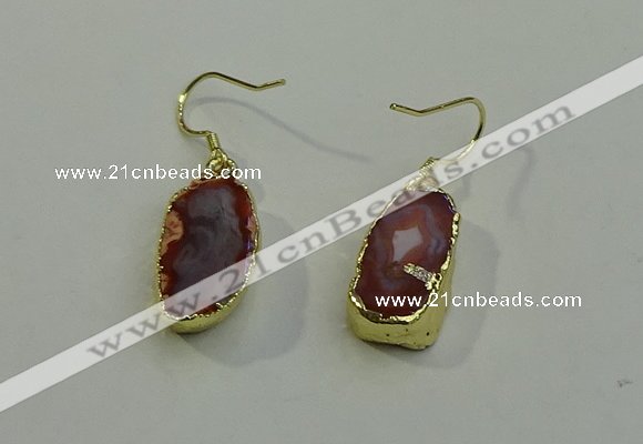 NGE5009 10*22mm - 12*25mm freeform red agate gemstone earrings