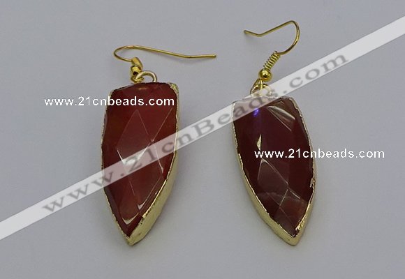 NGE5068 12*35mm - 15*40mm arrowhead red rabbit hair pendants