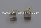 NGE5080 10*15mm cube white crystal gemstone earrings wholesale