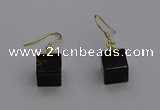 NGE5088 10*15mm cube smoky quartz gemstone earrings wholesale