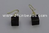 NGE5088 10*15mm cube smoky quartz gemstone earrings wholesale