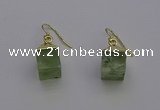 NGE5090 10*15mm cube green rutilated quartz gemstone earrings wholesale