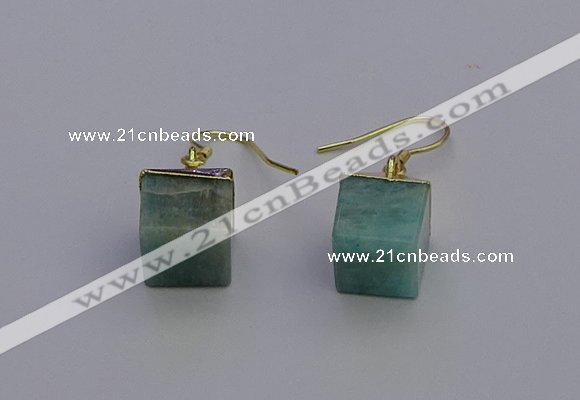 NGE5092 10*15mm cube amazonite gemstone earrings wholesale