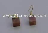 NGE5094 10*15mm cube moonstone gemstone earrings wholesale