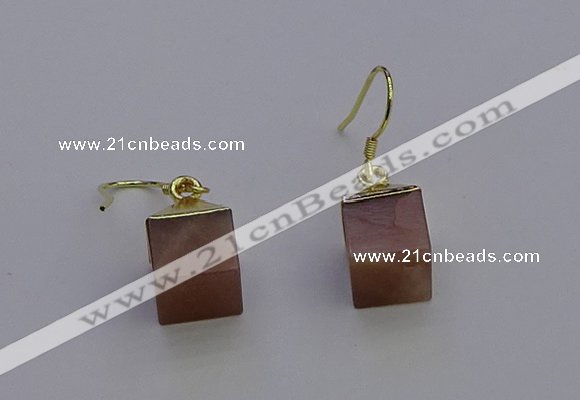 NGE5094 10*15mm cube moonstone gemstone earrings wholesale