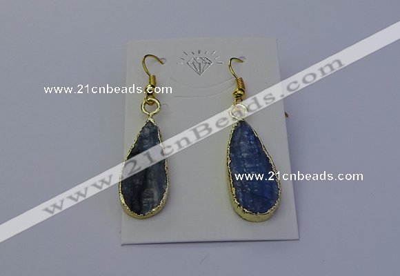 NGE5104 12*25mm flat teardrop blue kyanite earrings wholesale