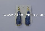 NGE5105 13*40mm flat teardrop blue kyanite earrings wholesale