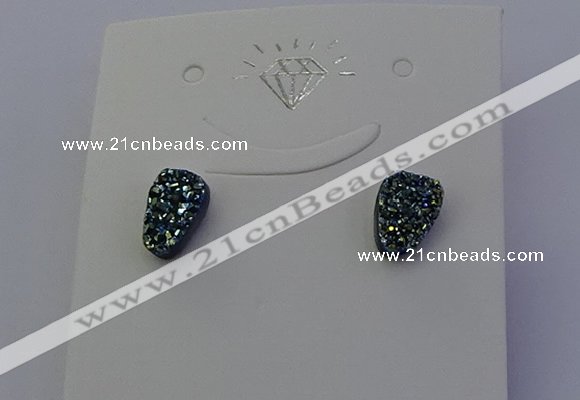 NGE5110 5*8mm freeform plated druzy quartz earrings wholesale