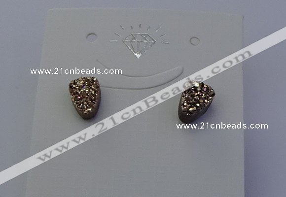 NGE5113 5*8mm freeform plated druzy quartz earrings wholesale