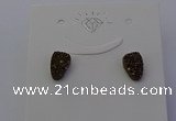 NGE5115 5*8mm freeform plated druzy quartz earrings wholesale