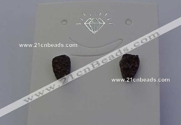 NGE5116 5*8mm freeform plated druzy quartz earrings wholesale