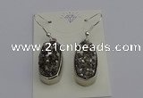 NGE5121 10*22mm - 12*25mm freeform plated druzy quartz earrings