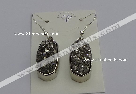 NGE5121 10*22mm - 12*25mm freeform plated druzy quartz earrings