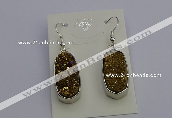 NGE5122 10*22mm - 12*25mm freeform plated druzy quartz earrings