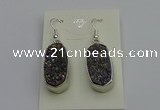 NGE5124 10*22mm - 12*25mm freeform plated druzy quartz earrings