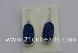 NGE5125 10*22mm - 12*25mm freeform plated druzy quartz earrings