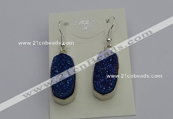 NGE5125 10*22mm - 12*25mm freeform plated druzy quartz earrings