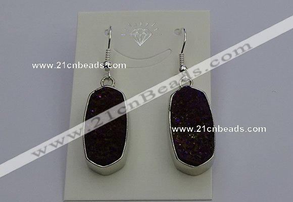 NGE5126 10*22mm - 12*25mm freeform plated druzy quartz earrings