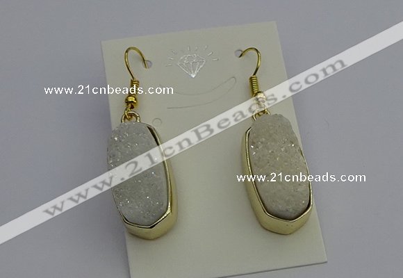 NGE5130 10*22mm - 12*25mm freeform plated druzy quartz earrings