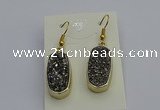 NGE5131 10*22mm - 12*25mm freeform plated druzy quartz earrings