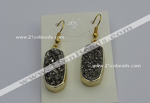 NGE5131 10*22mm - 12*25mm freeform plated druzy quartz earrings