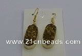 NGE5132 10*22mm - 12*25mm freeform plated druzy quartz earrings