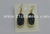 NGE5133 10*22mm - 12*25mm freeform plated druzy quartz earrings