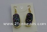 NGE5134 10*22mm - 12*25mm freeform plated druzy quartz earrings