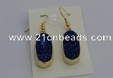 NGE5135 10*22mm - 12*25mm freeform plated druzy quartz earrings