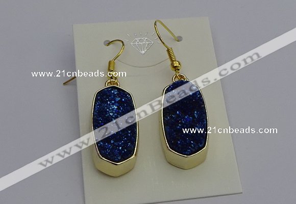 NGE5135 10*22mm - 12*25mm freeform plated druzy quartz earrings