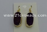 NGE5136 10*22mm - 12*25mm freeform plated druzy quartz earrings