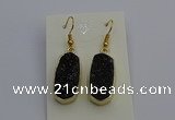 NGE5137 10*22mm - 12*25mm freeform plated druzy quartz earrings