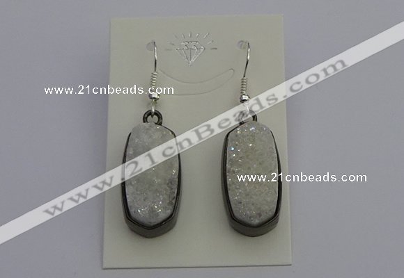 NGE5140 10*22mm - 12*25mm freeform plated druzy quartz earrings